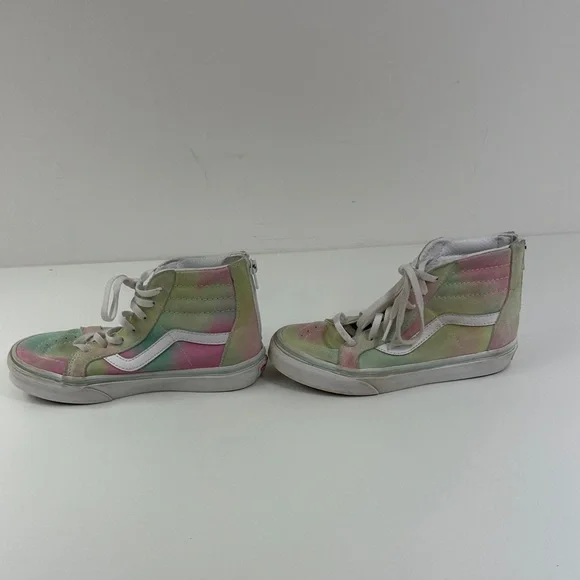 High-Top Tie-Dye Canvas Zip Up Vans Sneakers - Pastel Pink & Green - Picture 4 of 13
